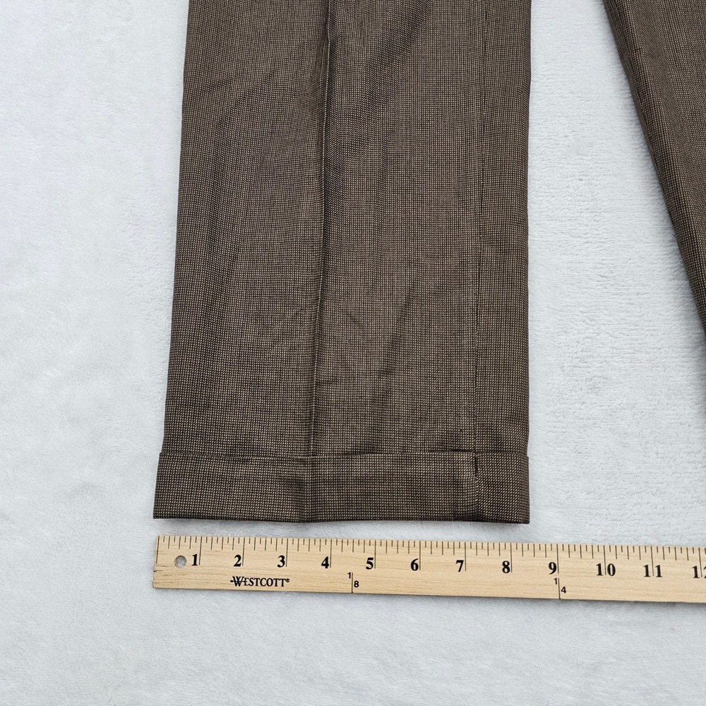 Polo Ralph Lauren Pants Mens 31x30 Brown Pleated Cuffed Preppy Academia Ivy - Picture 7 of 11